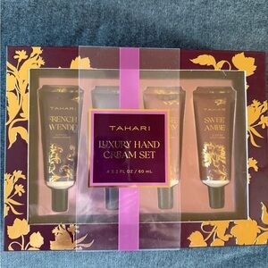 New Tahari 4-Piece Hand Cream Set in Burgundy and Pink